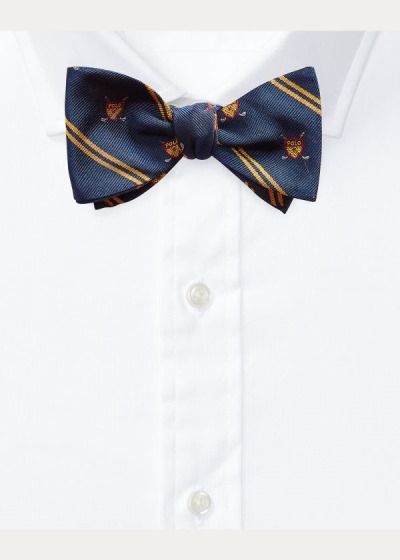 Corbatas Polo Ralph Lauren Hombre Azul Marino / Dorados - Striped Silk Club Bow - JMFXT0187